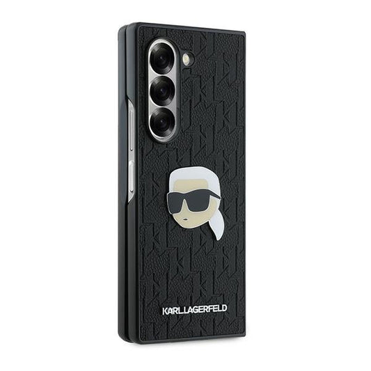Case for Samsung Galaxy Z Fold6 F956, Karl Lagerfeld, Saffiano Monogram Karl's Head Metal, Black