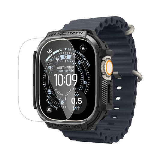 Spigen Rugged Armor Case with Screen Protector for Apple Watch Ultra Series, Black ACS11414