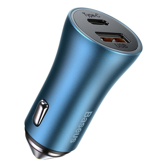 Car Charger Baseus Golden Contactor Pro, 40W, 3A, 1 x USB-A - 1 x USB-C, Blue CCJD-03