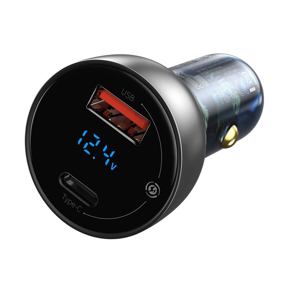 Baseus Car Charger, 65W, 5A, 1 x USB-A - 1 x USB-C, Gray CCKX-C0A