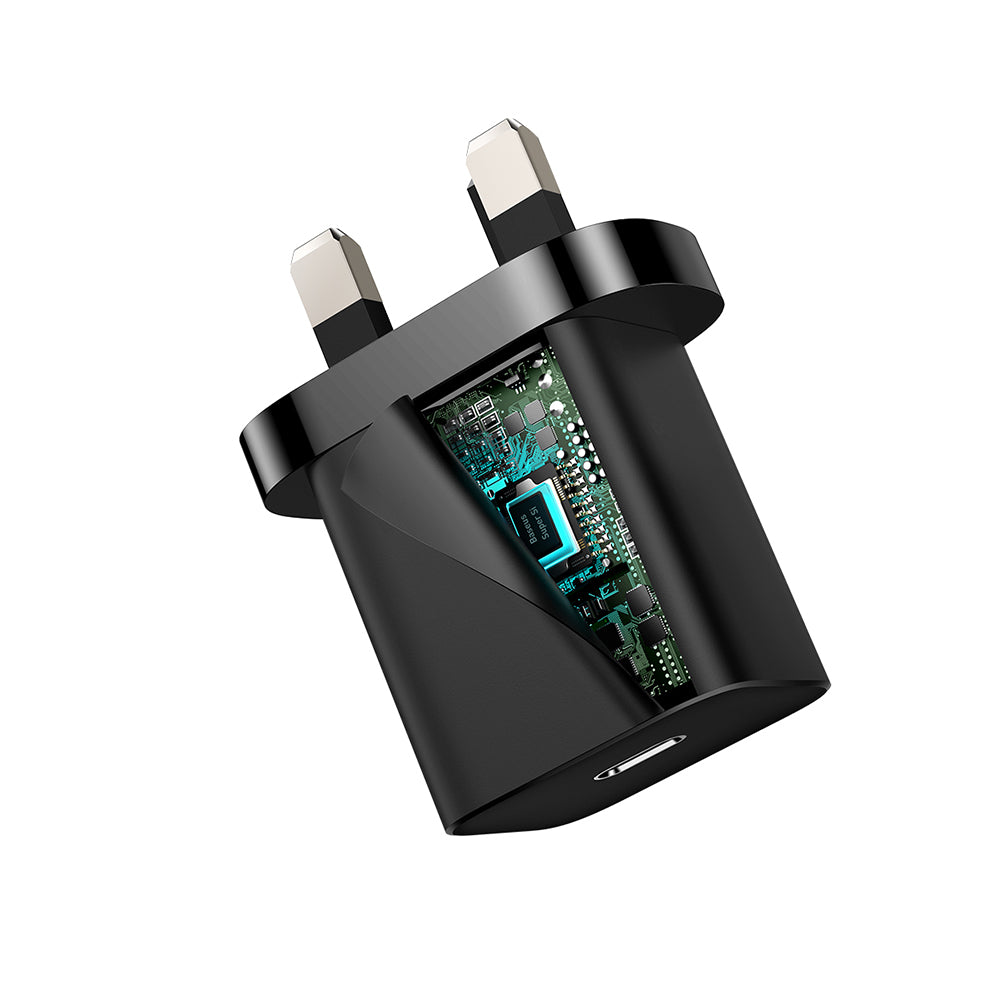 Baseus Super Si UK Network Charger, 20W, 3A, 1 x USB-C, Black CCSUP-K01