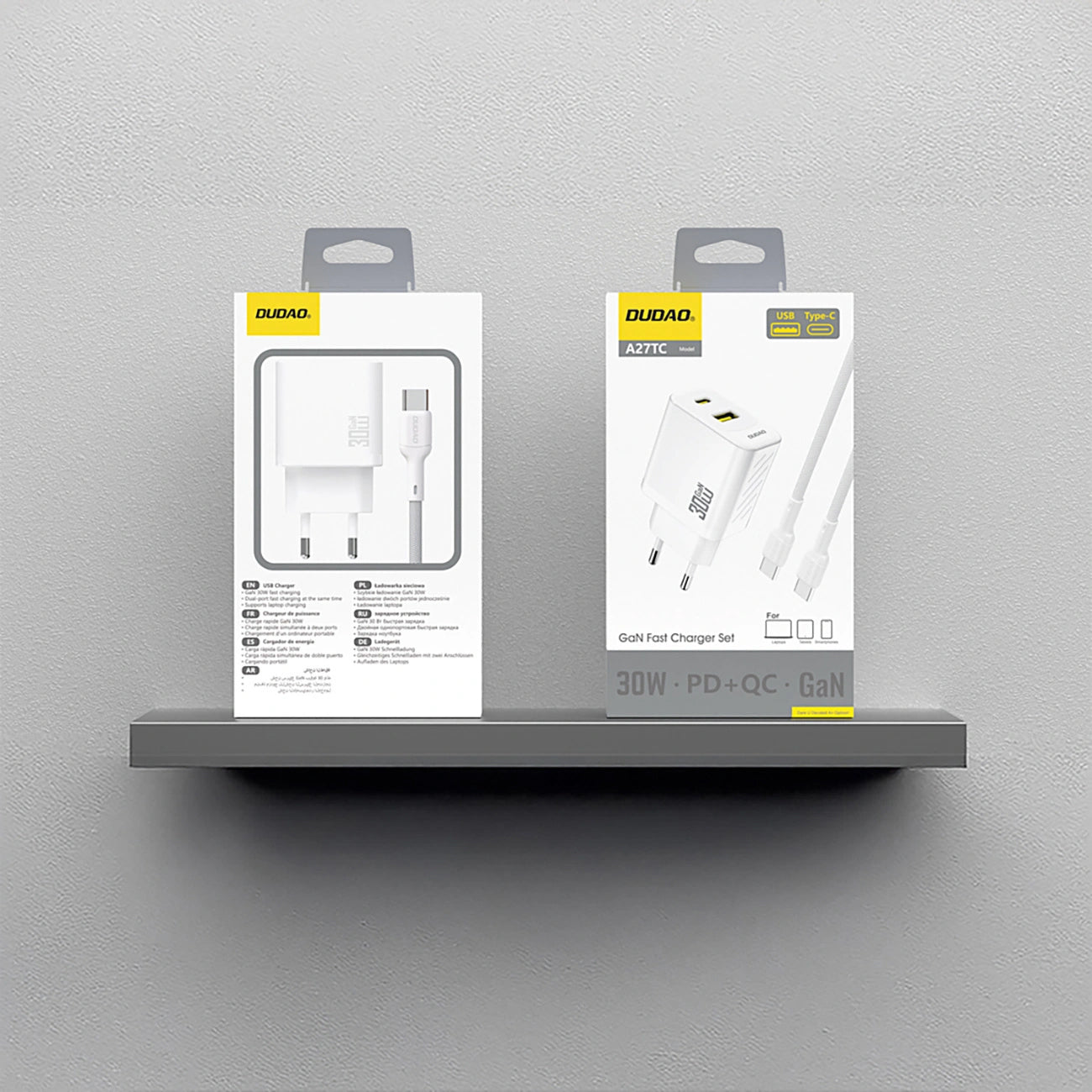 Network Charger with USB-C Cable Dudao A27TCEU, 30W, 1 x USB-A - 1 x USB-C, White