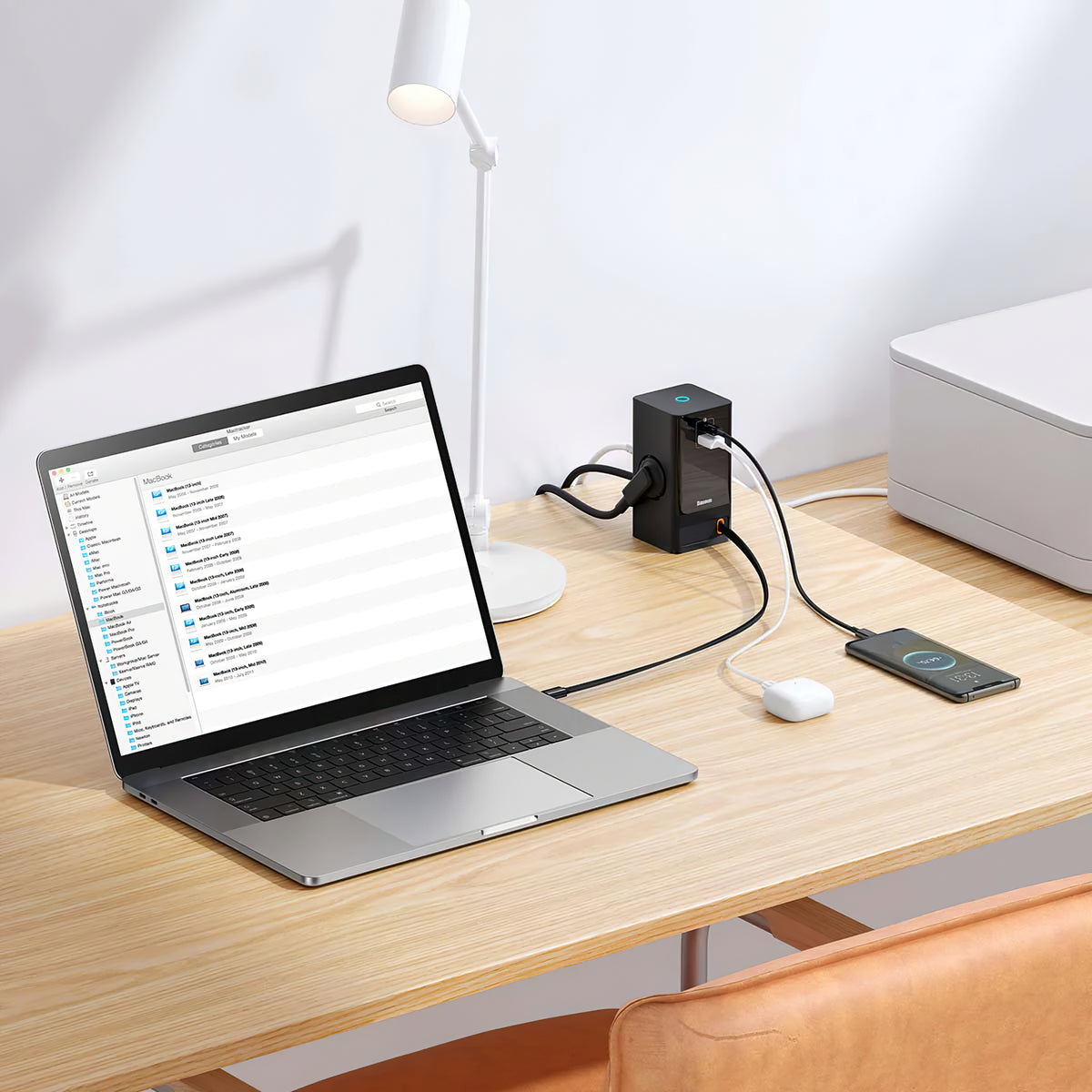 Baseus GaN3 Pro Power Strip, 2 x Schuko - 1 x USB-A - 2 x USB-C, Black PSLR000301