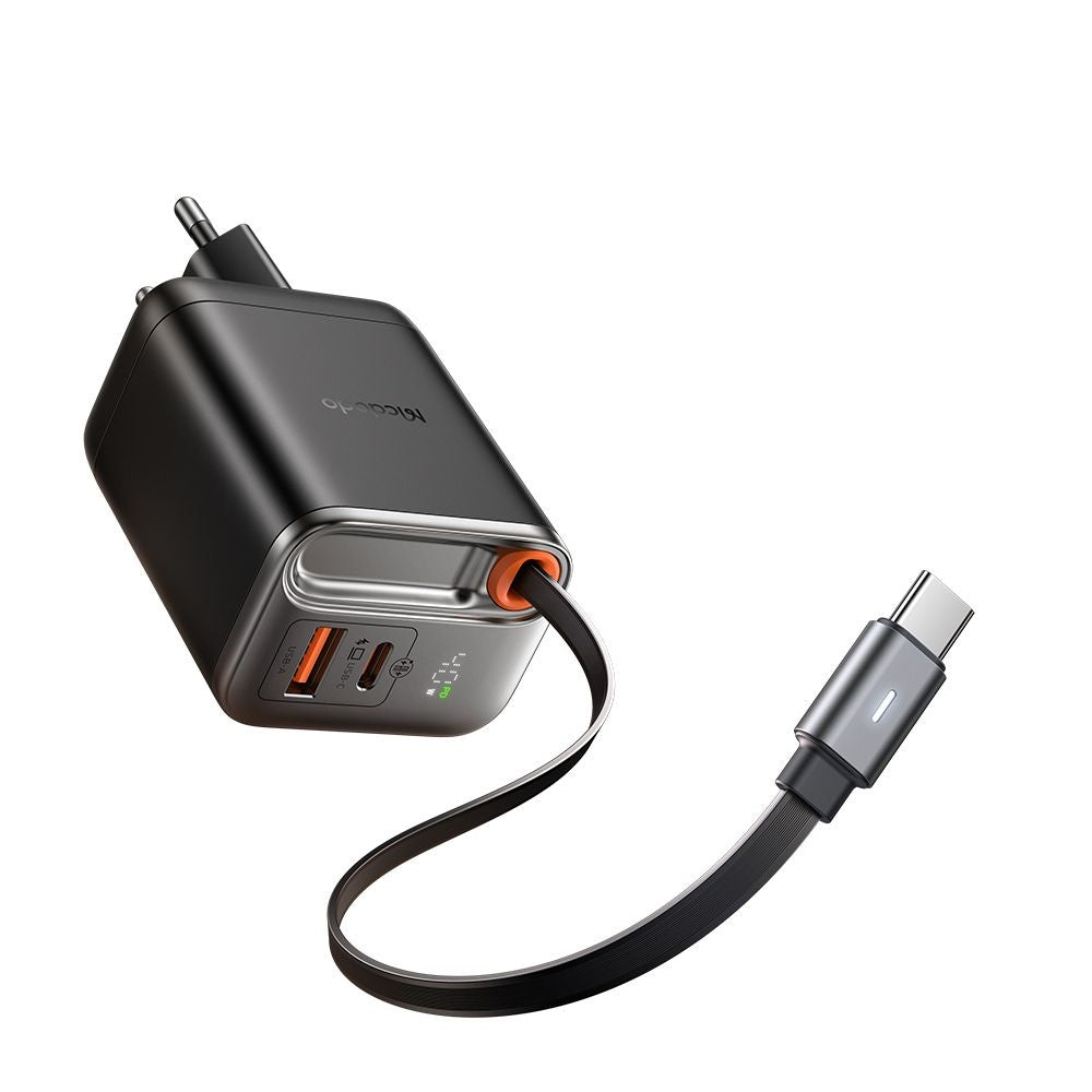 McDodo CH-4281 FreeGo Display Network Charger with USB-C Cable, 40W, 3A, 1 x USB-A - 1 x USB-C, Black