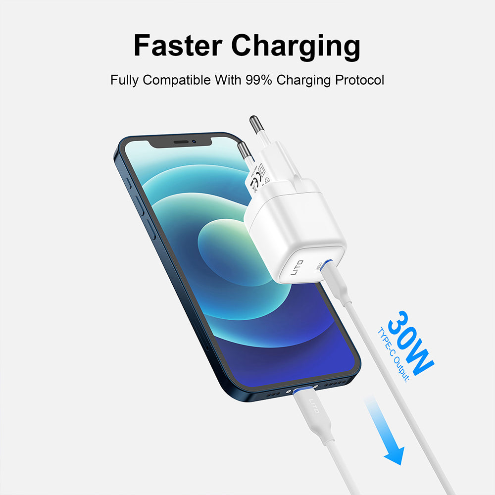 Lito LC11 Network Charger, 30W, 3A, 1 x USB-C, White