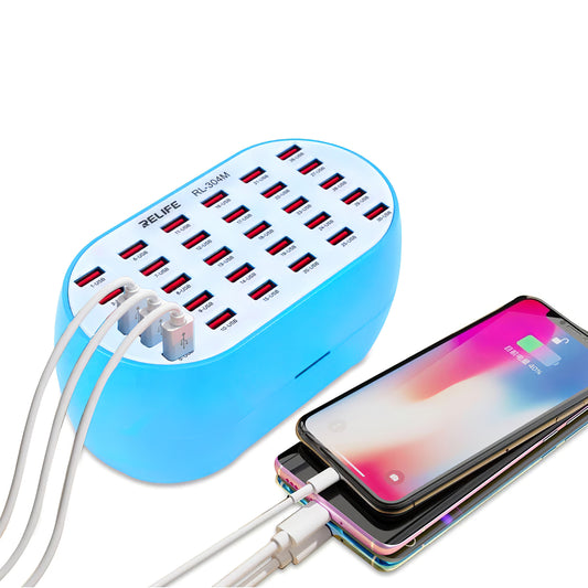 Network Charger Relife RL-304M, 160W, 2.4A, 30 x USB-A, Blue