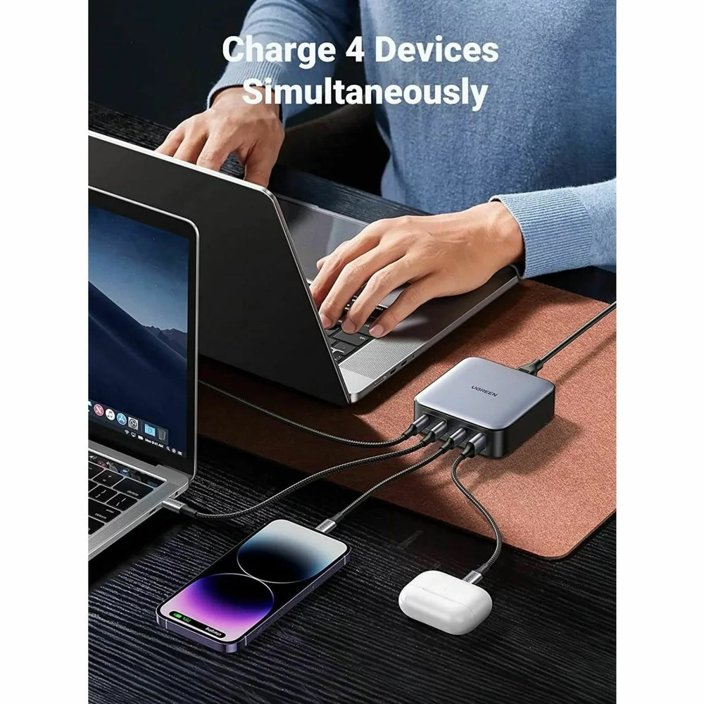 Charging Station UGREEN CD328, 100W, 3A, 1 x USB-A - 3 x USB-C, Grey