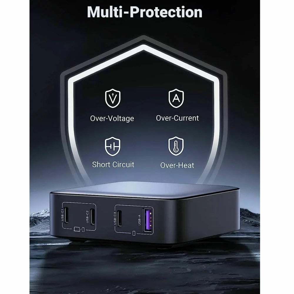 Charging Station UGREEN CD328, 100W, 3A, 1 x USB-A - 3 x USB-C, Grey