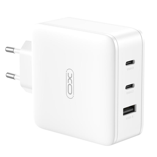 XO Design CE14 Network Charger, 100W, 3.25A, 1 x USB-A - 2 x USB-C, White