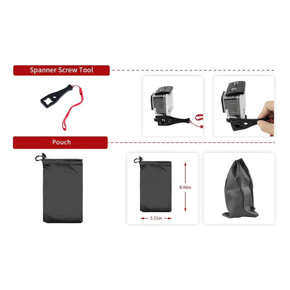 Techsuit SA15 Sports Camera Accessory Kit for GoPro / SJCAM Series, 15in1, Black