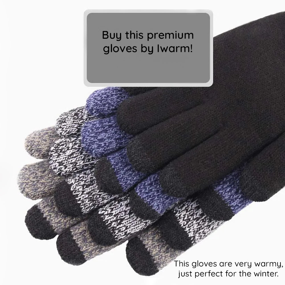 Iwarm ST0018 Touchscreen Winter Gloves, Size 23cm, Black Gray