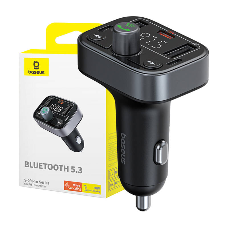 Bluetooth FM Modulator Baseus S-09 Pro, 2 x USB-A - 1 x USB-C C10762200113-00