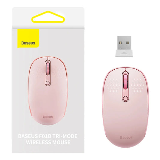 Baseus F01B Tri-Mode Wireless Mouse, 1600DPI, BT / Wi-Fi, Pink B0105555503413-00