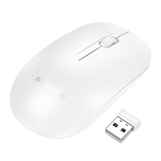 Wireless Mouse Borofone BG14 Planet, 1000DPI, BT / Wi-Fi, White