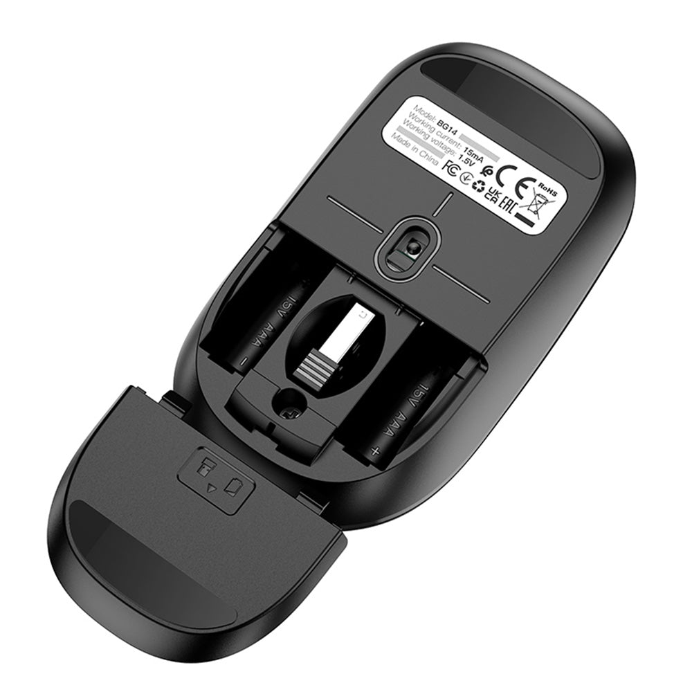 Borofone BG14 Planet Wireless Mouse, 1000DPI, BT / Wi-Fi, Black