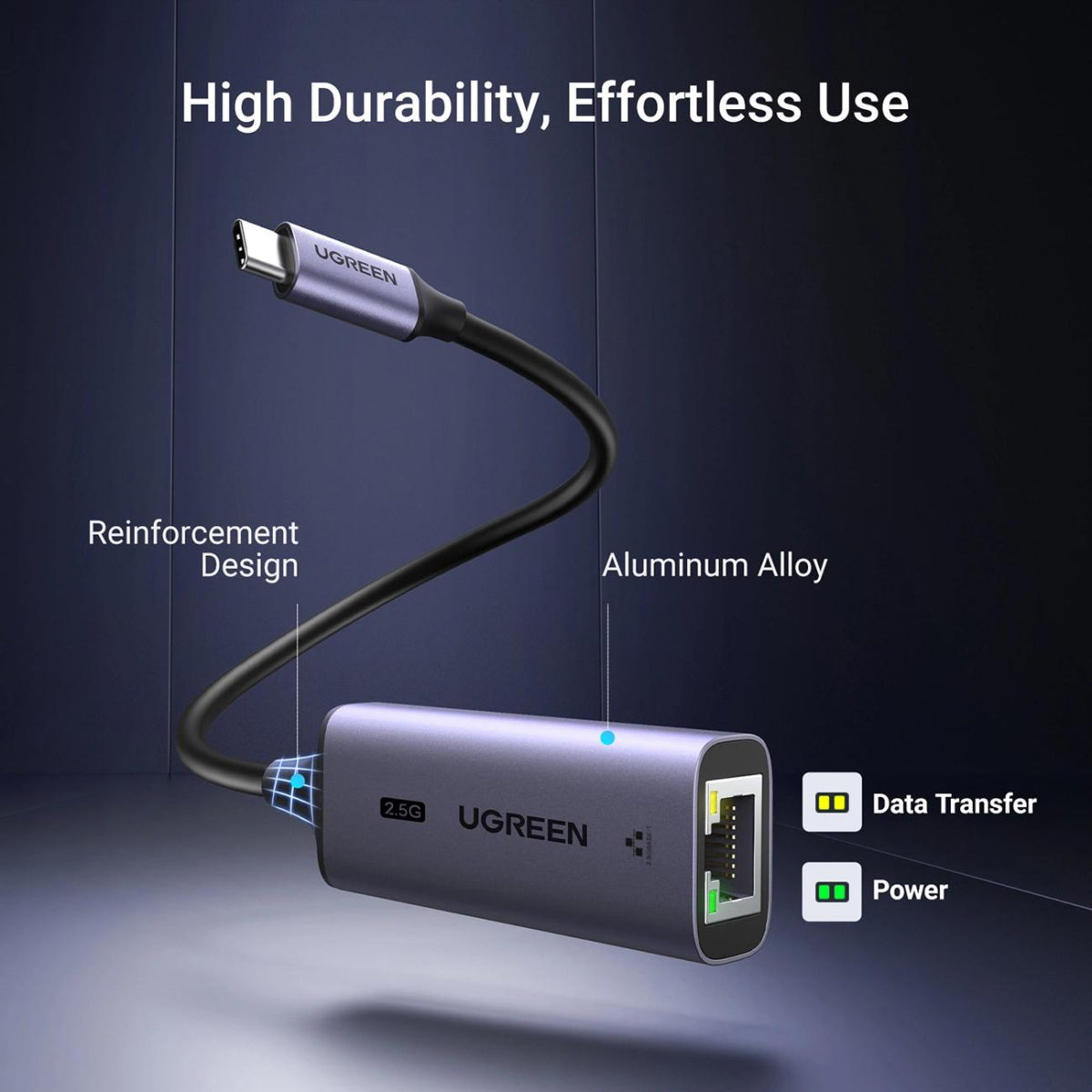 UGREEN CM648 Network Card, RJ45, USB, Gray