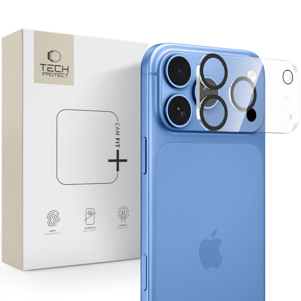 Tech-Protect Cam Fit+ Rear Camera Protection Frame for Apple iPhone 18 Pro Max, Tempered Glass, Transparent