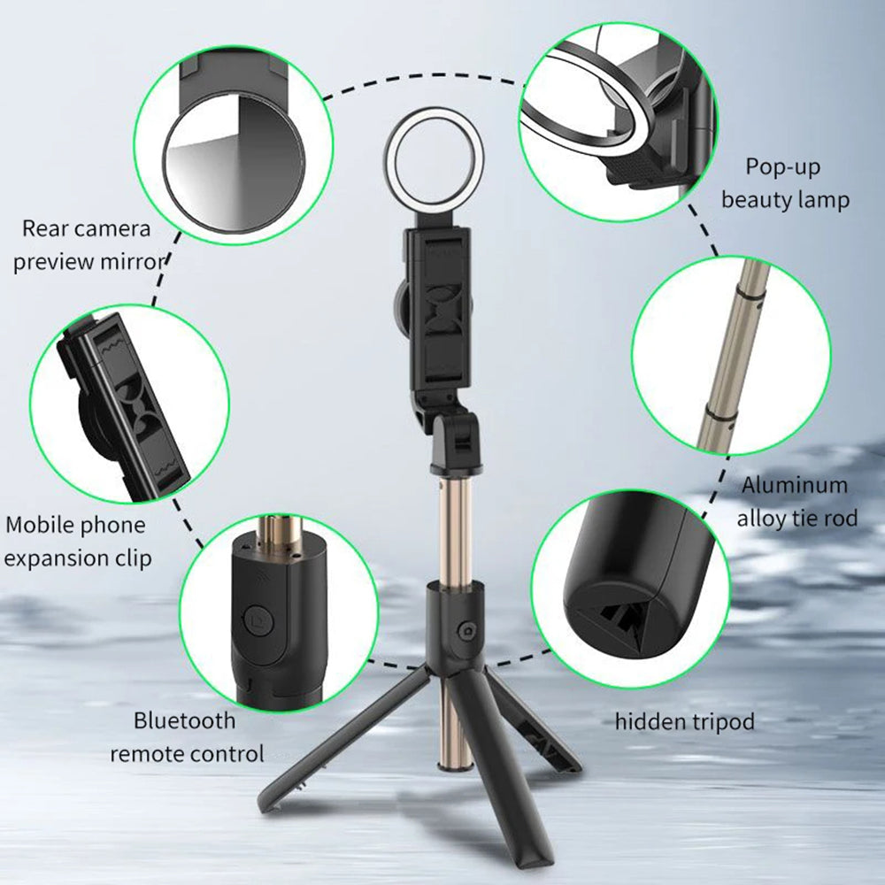 Selfie Stick Bluetooth Techsuit K13, Universal, Black