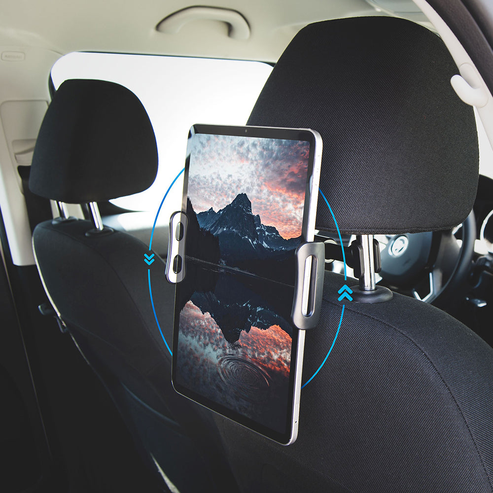 Fixed Headrest Car Holder, 7inch - 13inch, Black