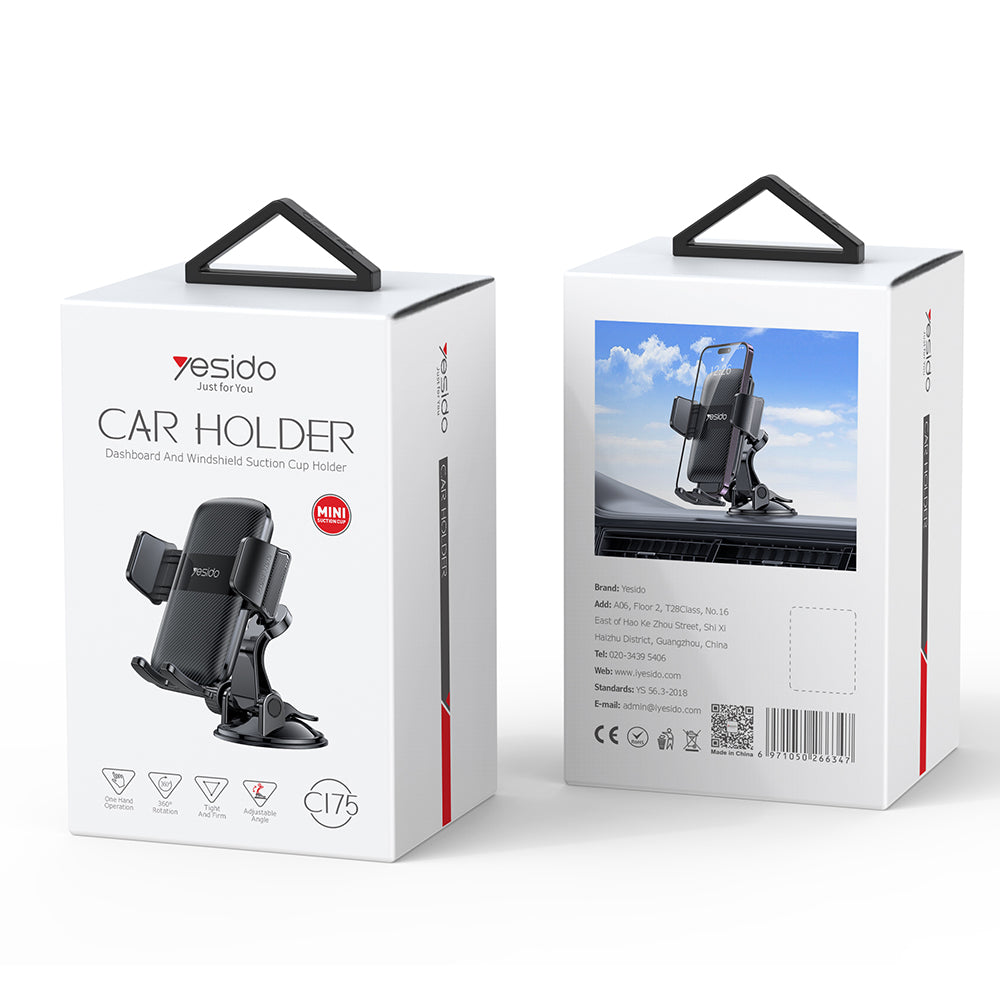 Yesido C175 Car Holder, 4.7inch - 7.2inch, Black