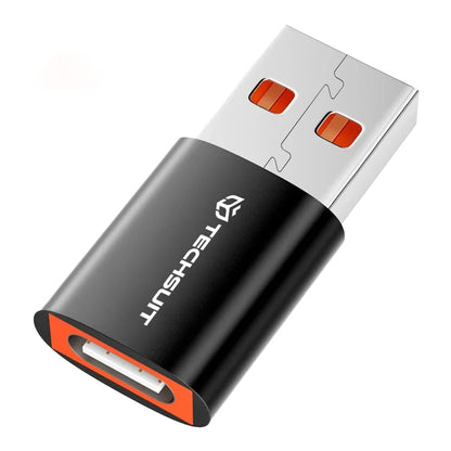 USB-C to USB-A Data and Charging Adapter Techsuit A5 HyperPort, Black Orange