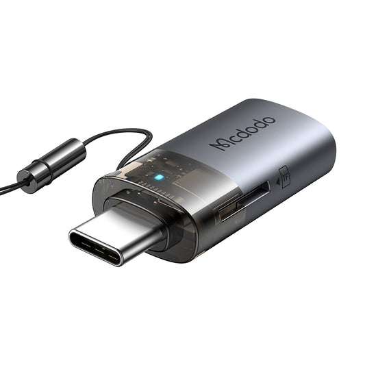 USB-C McDodo OT-7600 Card Reader, USB-A (OTG) - microSD, Black