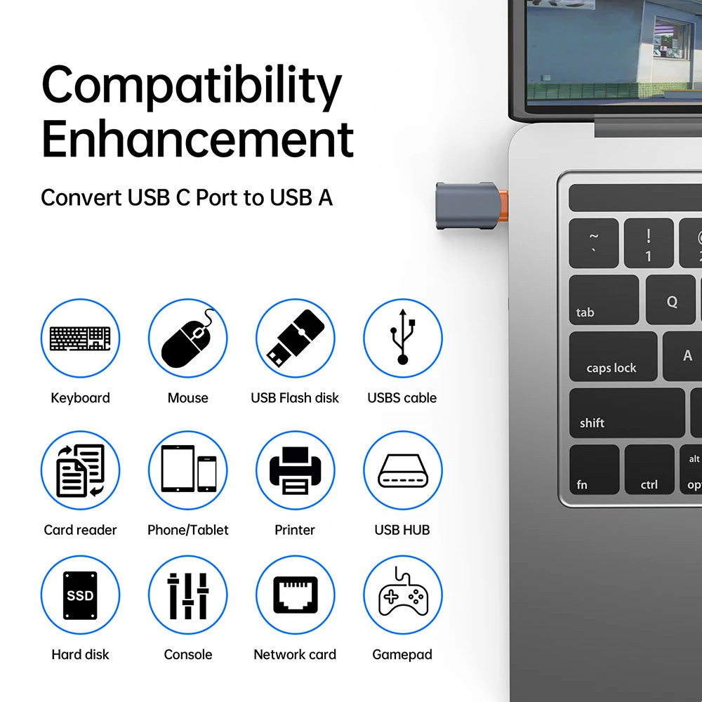 OTG USB-C to USB-A Adapter Techsuit A9 SlateVolt, Gray Orange