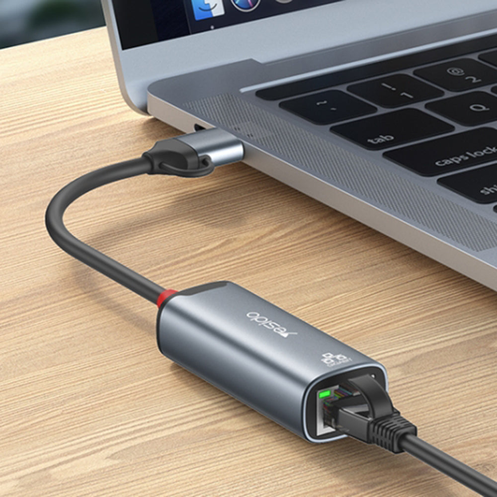 Yesido HB26 Network Adapter, RJ45, USB / USB-C, Gray