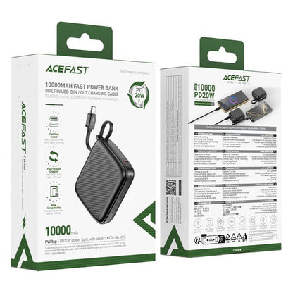 Acefast M15 External Battery, 10000mAh, 20W, PD, 2 x USB-C, Black