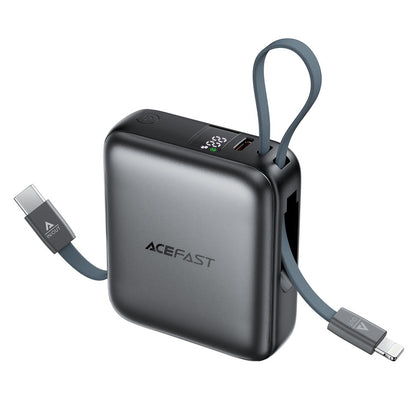 Acefast M23 External Battery, 10000mAh, 22.5W, QC + PD, 1 x Lightning - 2 x USB-C, Gray
