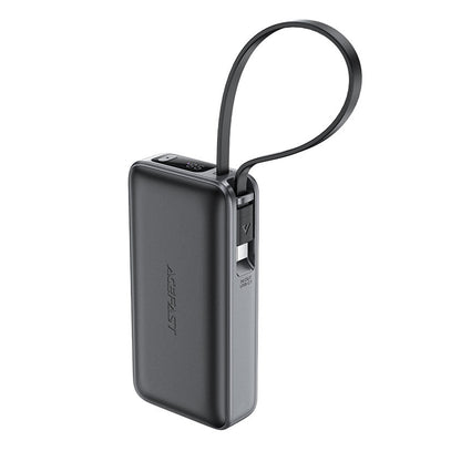 Acefast M7 External Battery, 10000mAh, 30W, QC + PD, 1 x USB-A - 2 x USB-C, Black