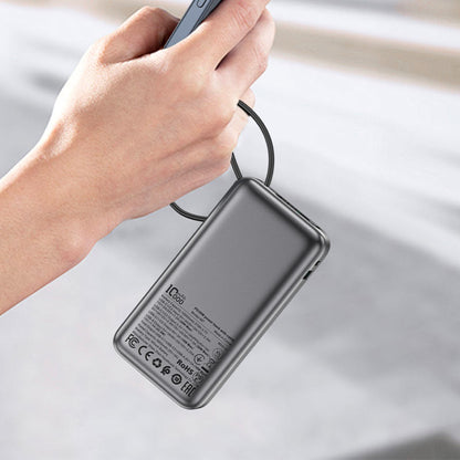 Acefast M7 External Battery, 10000mAh, 30W, QC + PD, 1 x USB-A - 2 x USB-C, Black