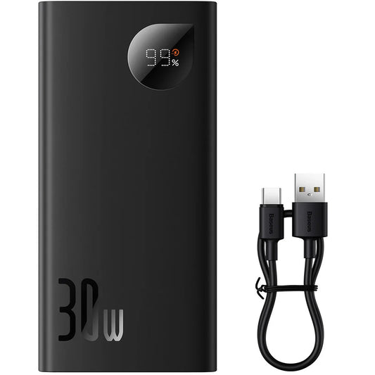 External Battery Baseus Adaman2, 10000mAh, 30W, QC + PD, 1 x USB-C - 2 x USB-A, Black PPAD040101