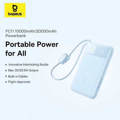 Baseus EnerFill FC11 External Battery, 20000mAh, 22.5W, QC + PD, 1 x Lightning - 1 x USB-A - 2 x USB-C, Blue E0027S06