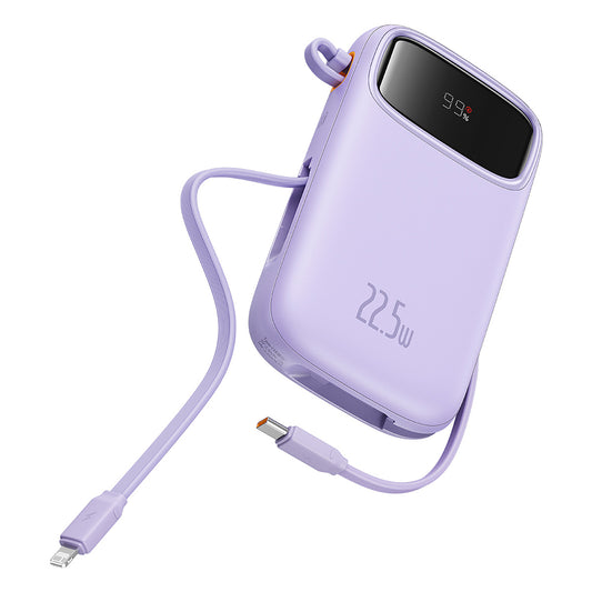 Baseus Qpow Pro+ External Battery, 10000mAh, 22.5W, QC + PD, 1 x Lightning - 1 x USB-A - 2 x USB-C, Purple P10055003513-00