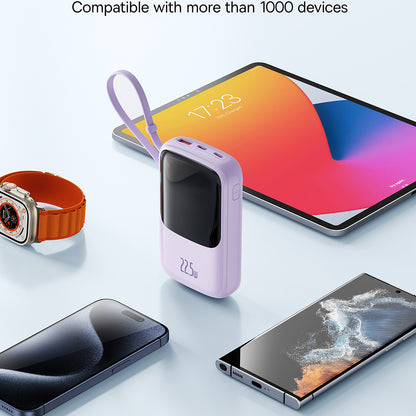 Baseus Qpow Pro+ External Battery, 10000mAh, 22.5W, QC + PD, 1 x USB-A - 2 x USB-C, Purple P10067101513-00