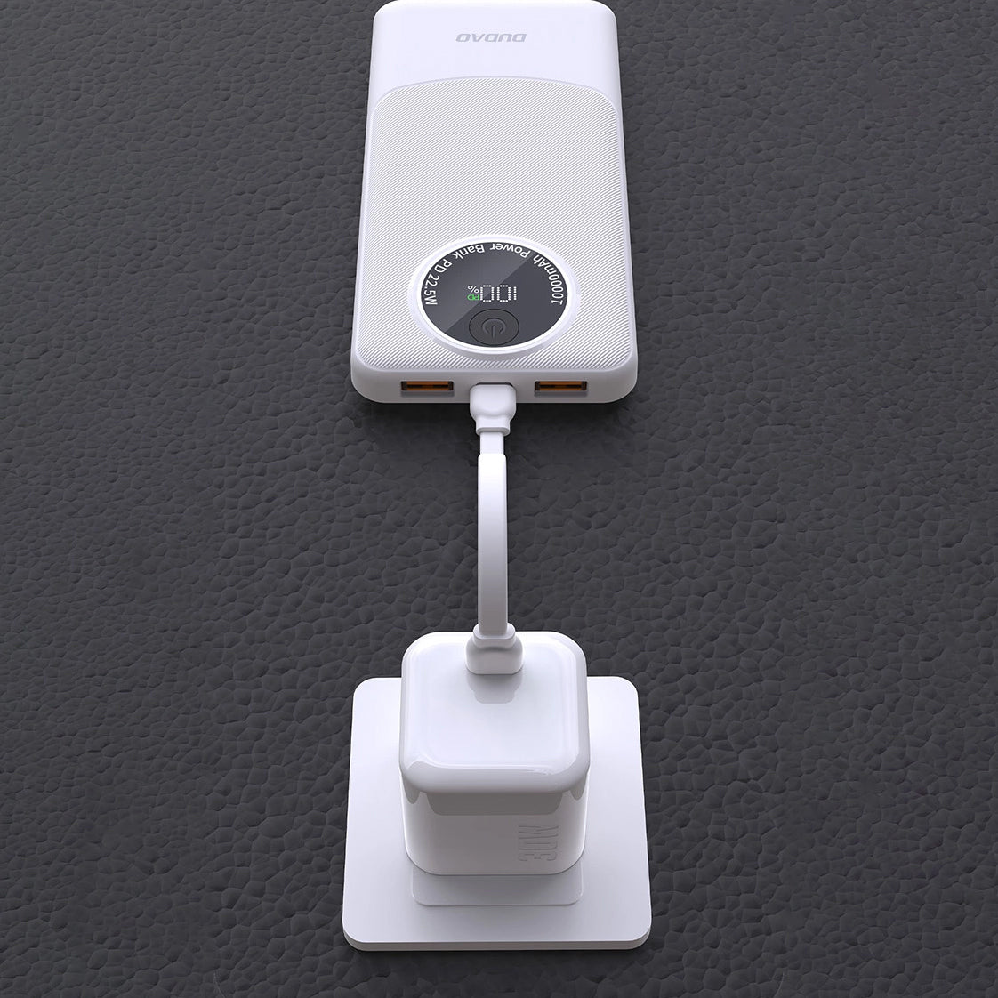 Dudao K12Pro External Battery, 20000mAh, 22.5W, QC + PD, 1 x USB-C - 2 x USB-A, White