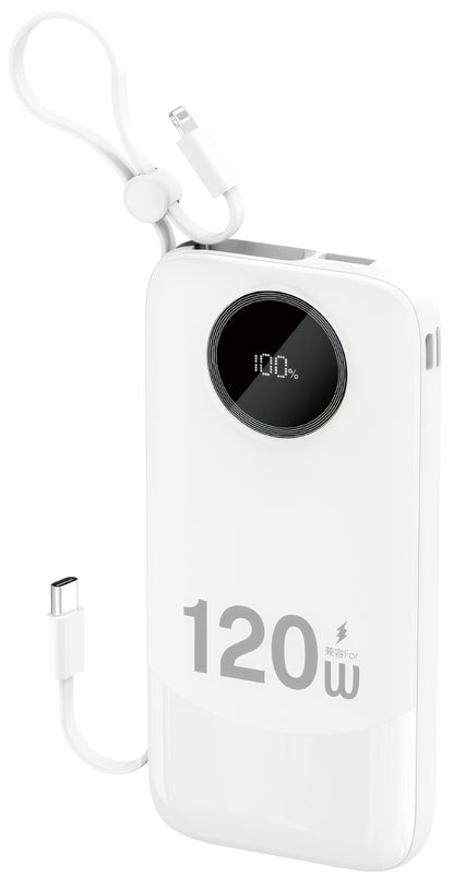 Dudao K13 External Battery, 10000mAh, 22.5W, QC + PD, 1 x Lightning - 1 x USB-A - 2 x USB-C, White