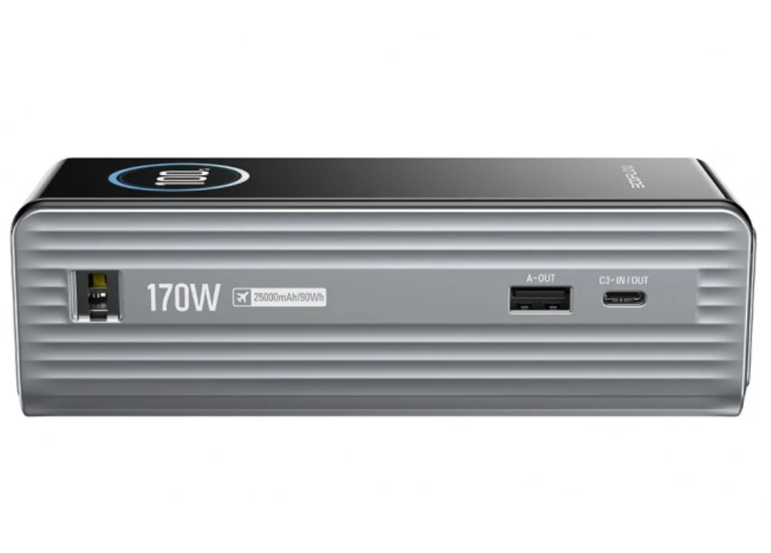 EcoFlow Rapid External Battery, 25000mAh, 170W, QC + PD, 1 x USB-A - 3 x USB-C, Gray