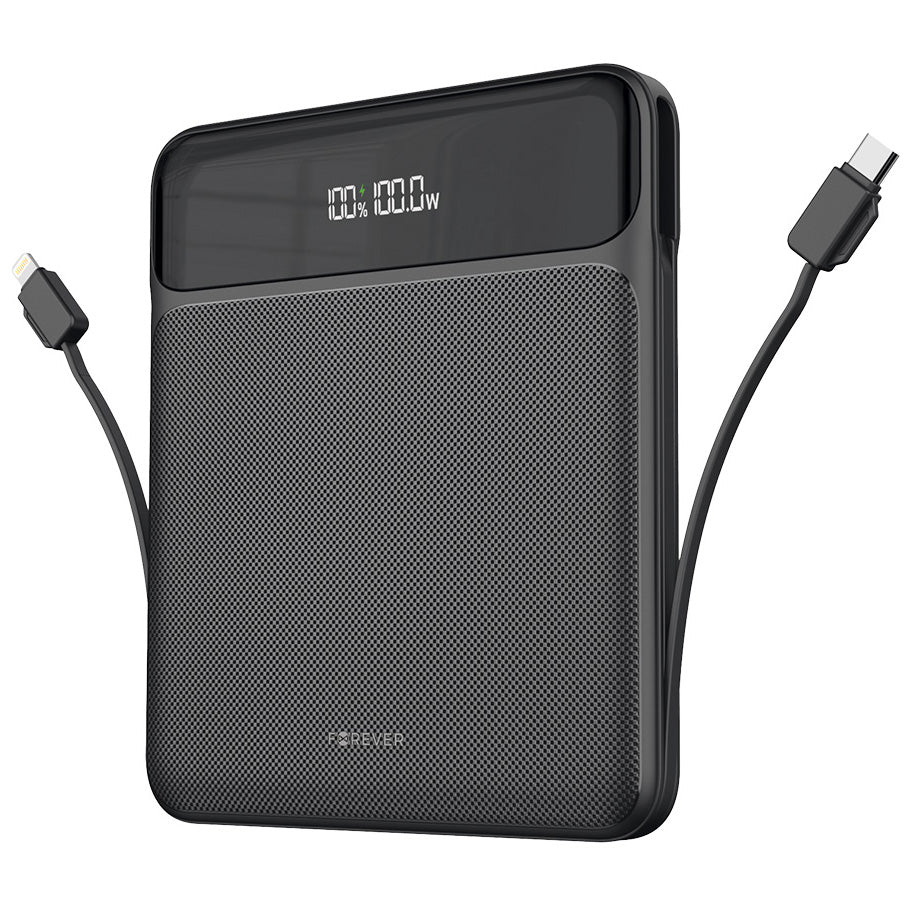 External Battery Forever TB-200, 20000mAh, 100W, QC + PD, 1 x Lightning - 2 x USB-C - 2 x USB-A, Black