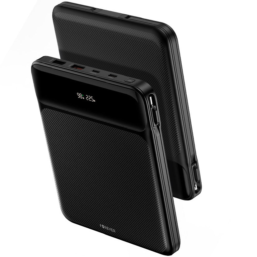 External Battery Forever TB-200, 20000mAh, 100W, QC + PD, 1 x Lightning - 2 x USB-C - 2 x USB-A, Black
