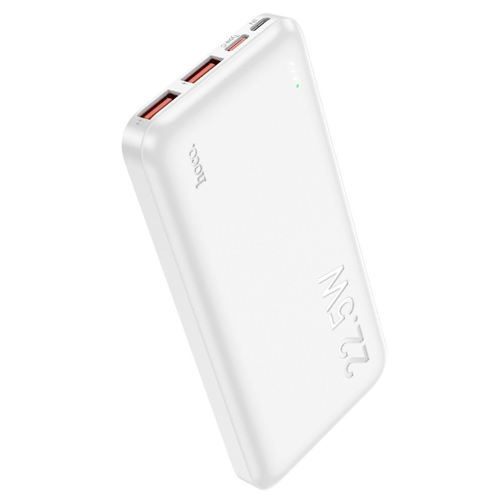External Battery HOCO J101, 10000mAh, 22.5W, QC + PD, 1 x USB-C - 2 x USB-A, White