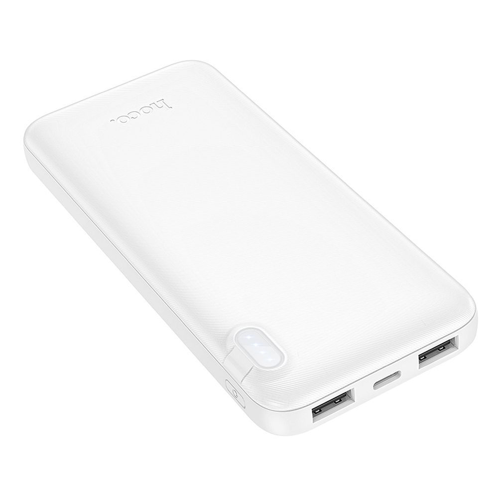HOCO J128 External Battery, 10000mAh, 10W, 2 x USB-A, White
