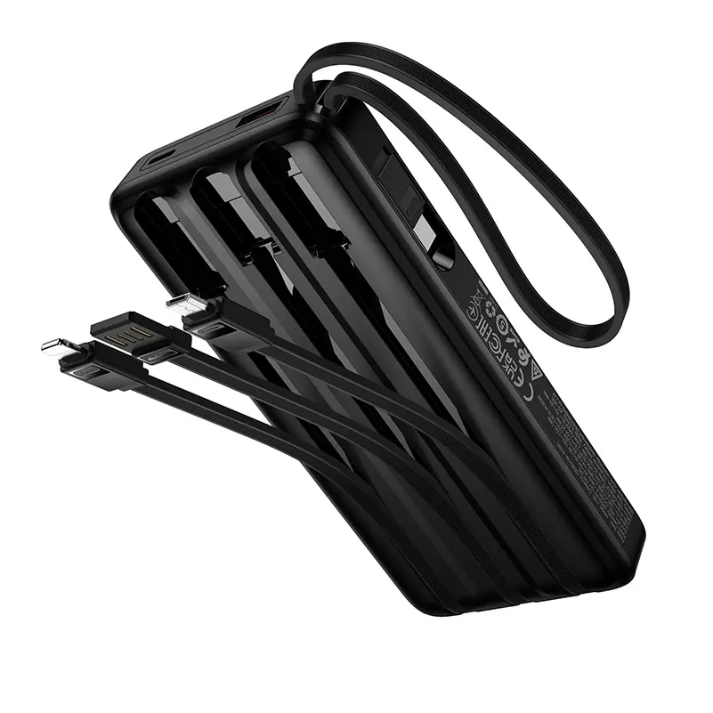 HOCO J156 Founder External Battery, 10000mAh, 22.5W, QC + PD, 1 x Lightning - 1 x microUSB - 1 x USB-A - 2 x USB-C, Black