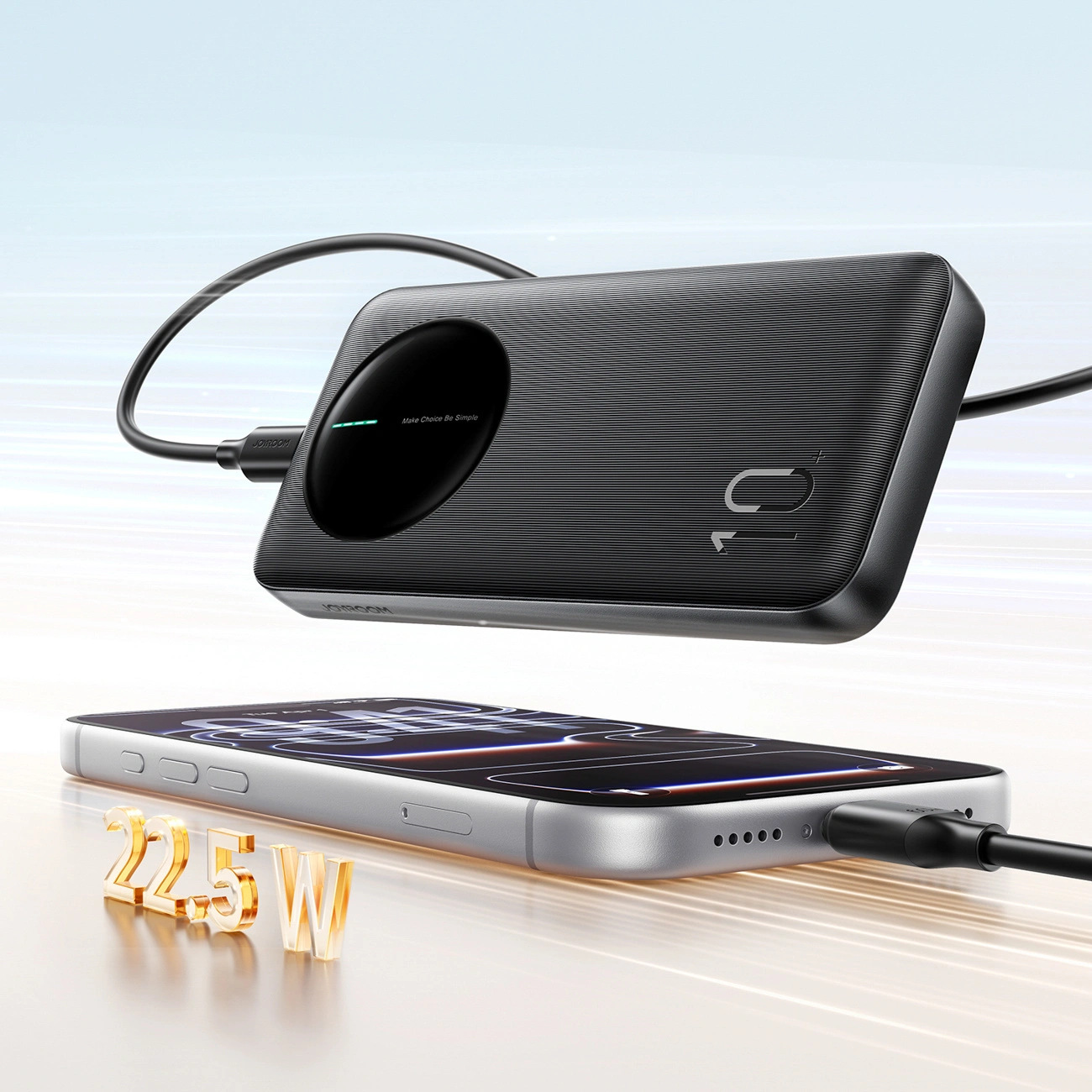 Joyroom JR-PBF12 Pro External Battery, 10000mAh, 22.5W, QC + PD, 1 x USB-C - 2 x USB-A, Black