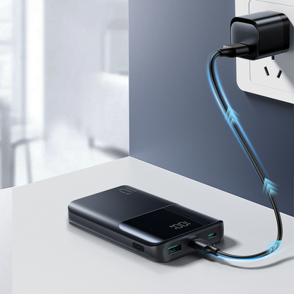 Joyroom JR-QP191 External Battery, 10000mAh, 22.5W, QC + PD, 1 x USB-A - 2 x USB-C, Black