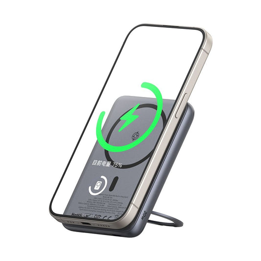 McDodo MC-8361 Meta Wireless External Battery, 5000mAh, 20W, PD + FQI, 1 x QI - 1 x USB-C, Gray