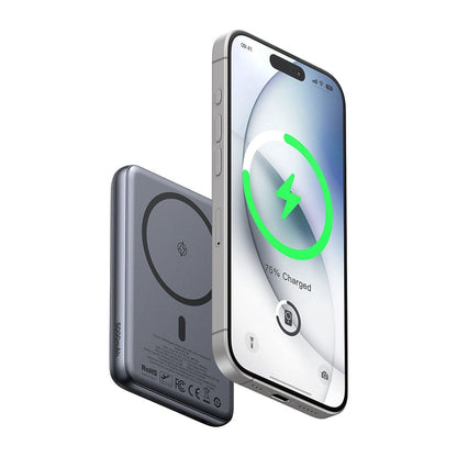 McDodo MC-8361 Meta Wireless External Battery, 5000mAh, 20W, PD + FQI, 1 x QI - 1 x USB-C, Gray