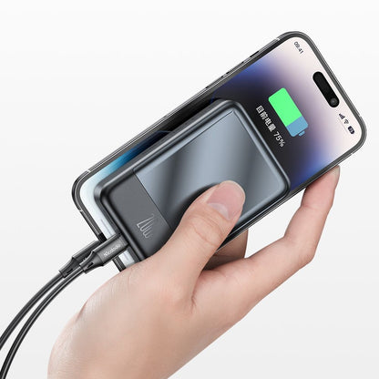 McDodo MC-4261 Ambilight Wireless External Battery, 10000mAh, 20W, PD + FQI, 1 x QI - 1 x USB-C, Black