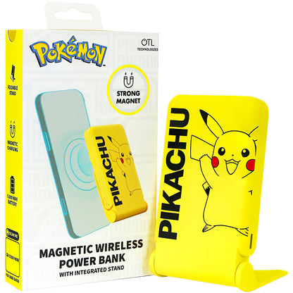 OTL Pokemon Pikatchu Wireless External Battery, 5000mAh, 20W, PD + FQI, 1 x QI - 1 x USB-C, Yellow PK1191